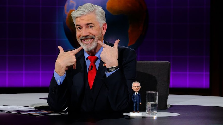 Shaun Micallef presenting the ABC TV series Mad As Hell.