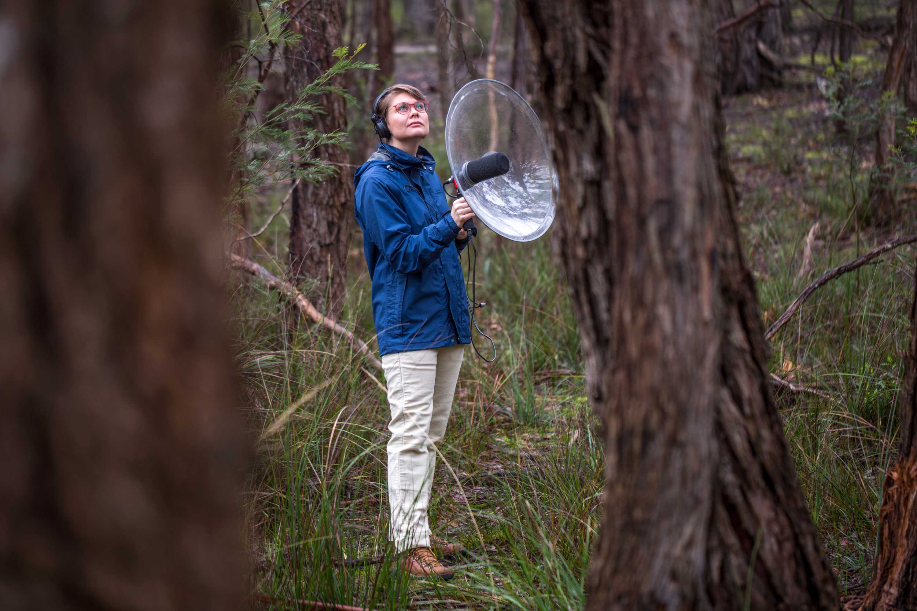 Ann Jones with Parabolic Microphone