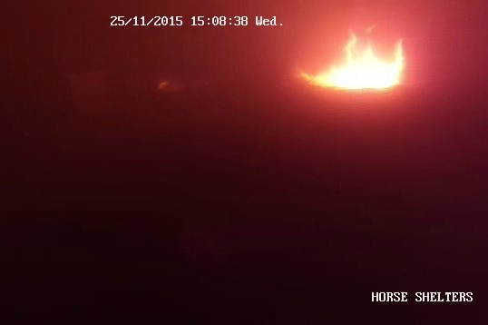 Still image of fire, as seen on mobile phone live feed.