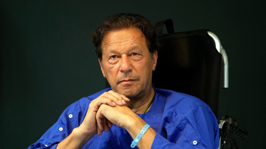 Former Pakistani Prime Minister Imran Khan speaks during a news conference in Shaukat Khanum hospital.