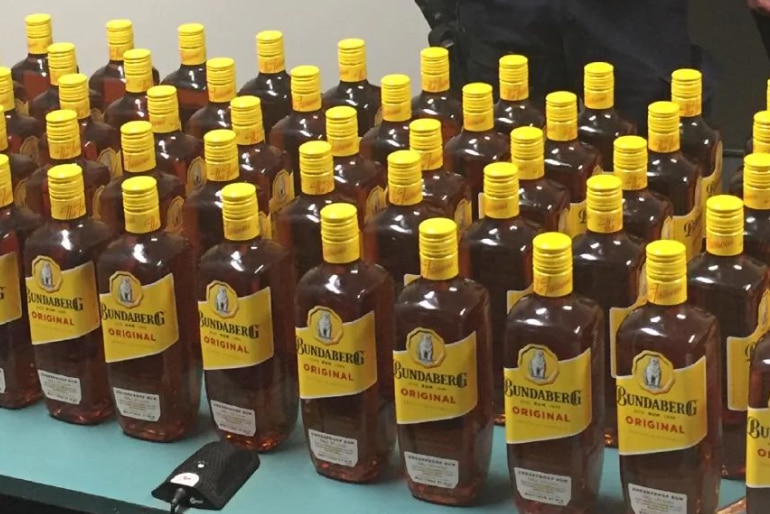 About two dozen bottles of Bundaberg Rum