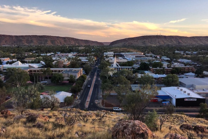 Landscape picture of Alice Springs at sunset