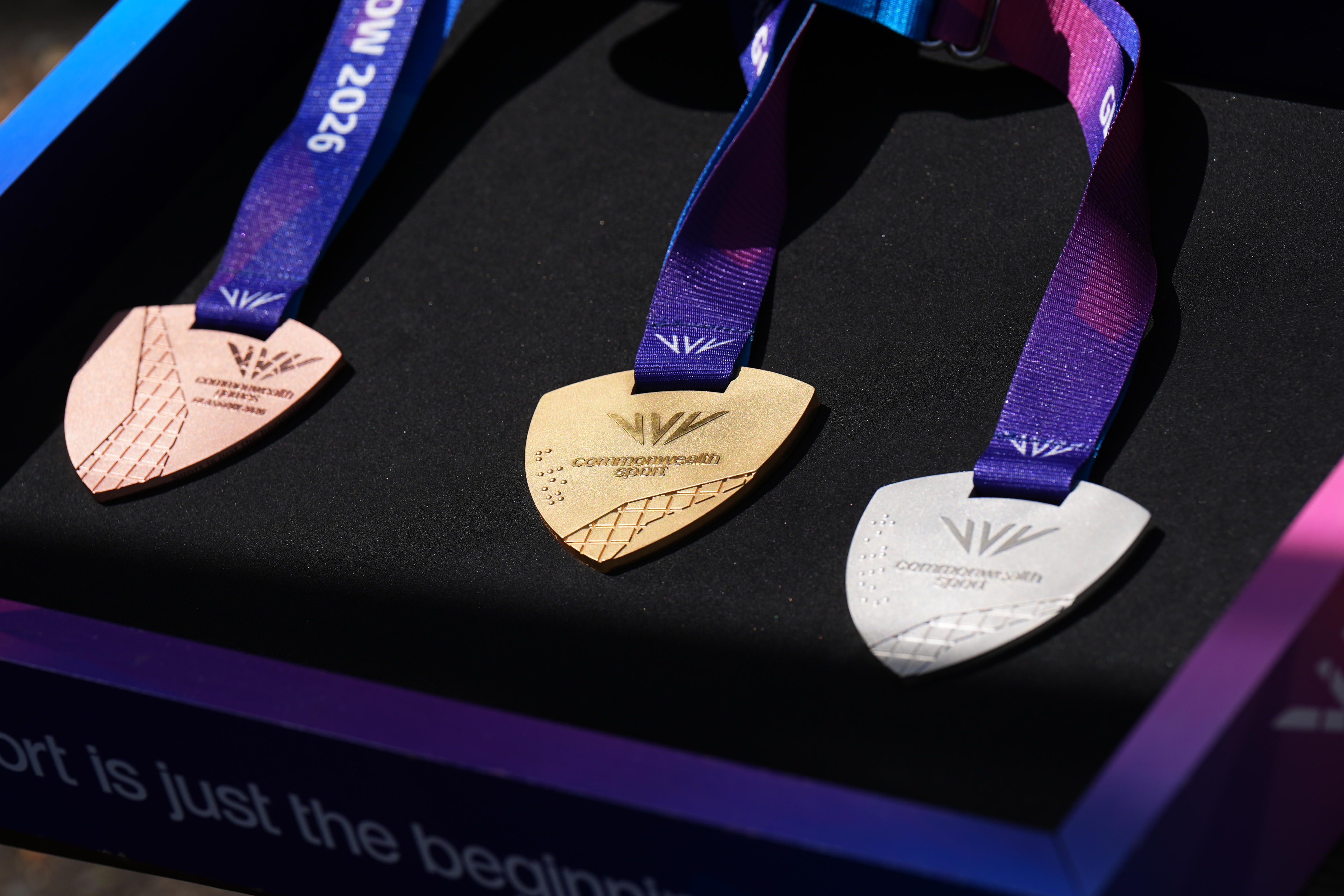 The Glasgow Commonwealth Games medals on display.
