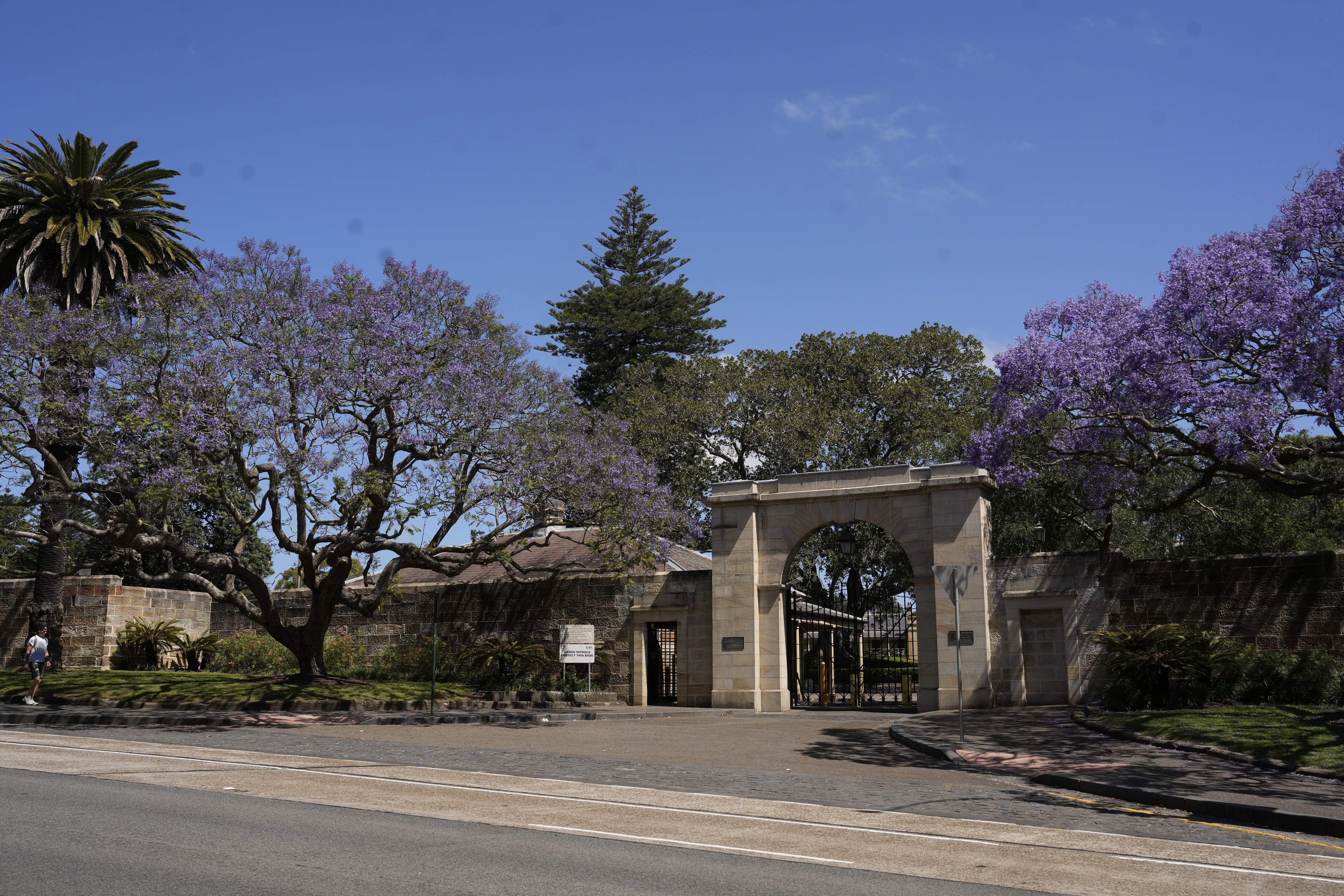 Old sandstone buildings and gates