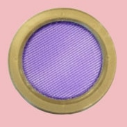 A gold rimmed ring with a purple mesh barrier in the middle