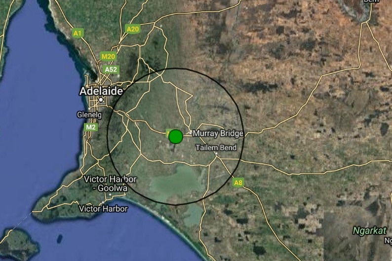quake near Murray Bridge could have been felt within approximately this zone