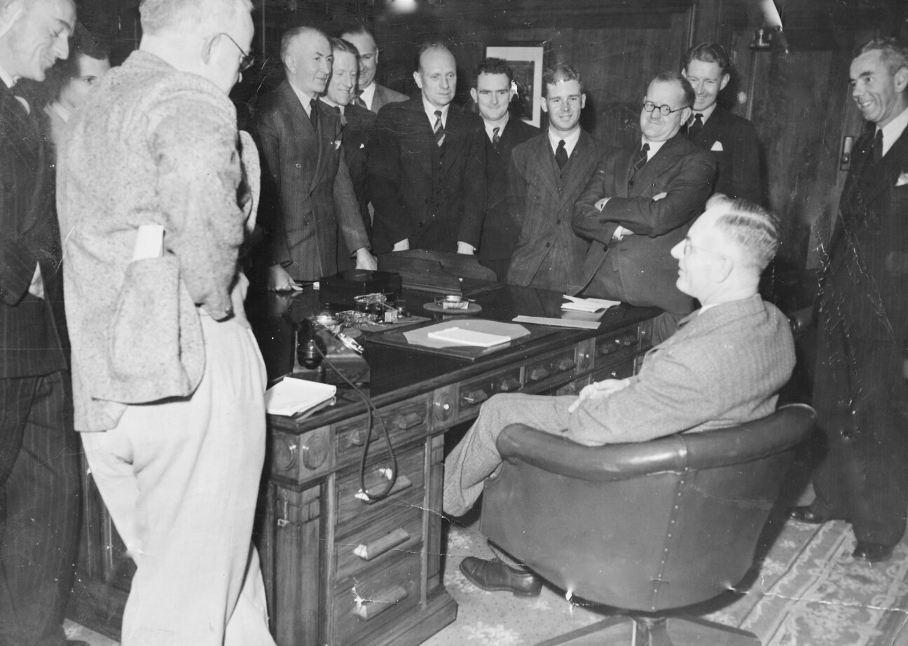 John Curtin briefs the press