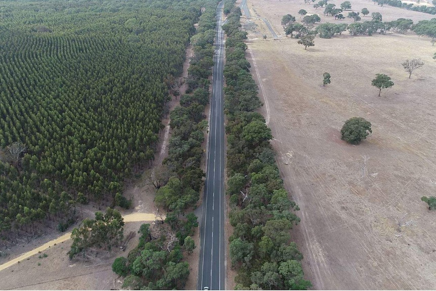 A bird's eye view of the existing Western Highway near Ararat.