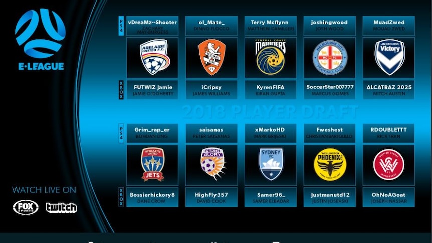 Screenshot of E-League player usernames. One player has the username “Grim_rap_er”
