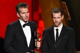 David Benioff (left) and DB Weiss at the Emmy Awards in 2015.
