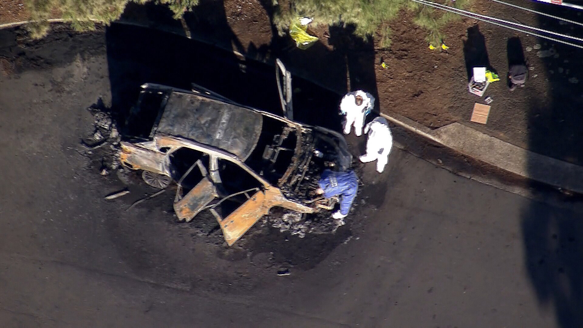 NSW Police and Fire and Rescue NSW crews at Welfare Avenue, Beverley Hills after a car was set alight 