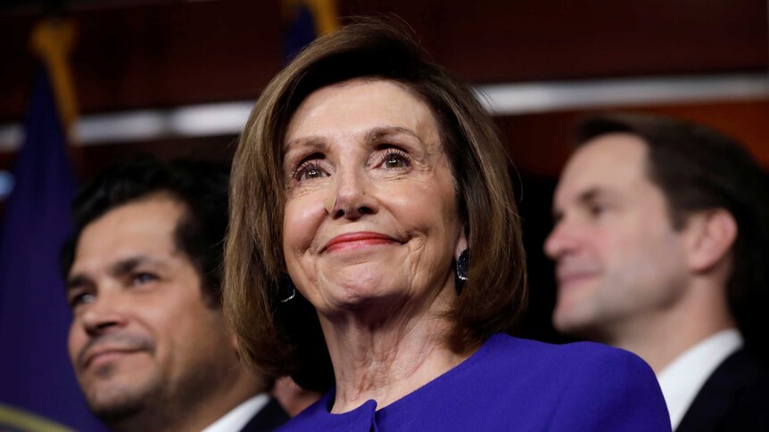 US House Speaker Nancy Pelosi smiling