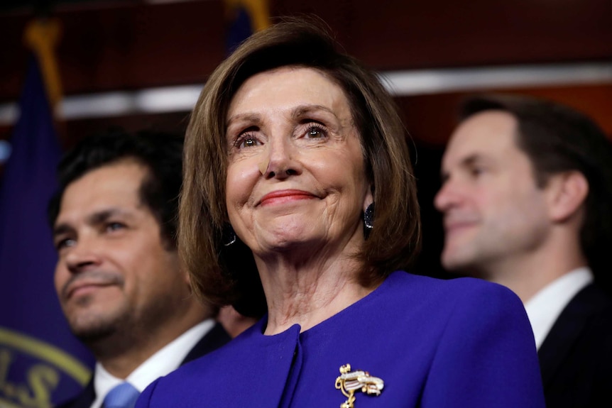 US House Speaker Nancy Pelosi smiling