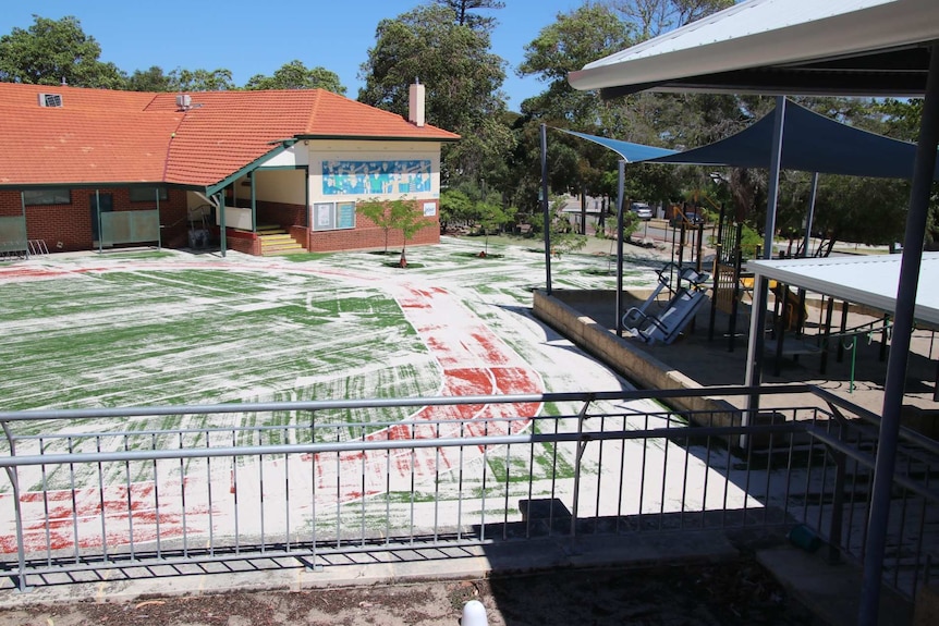 An empty playground at a school.