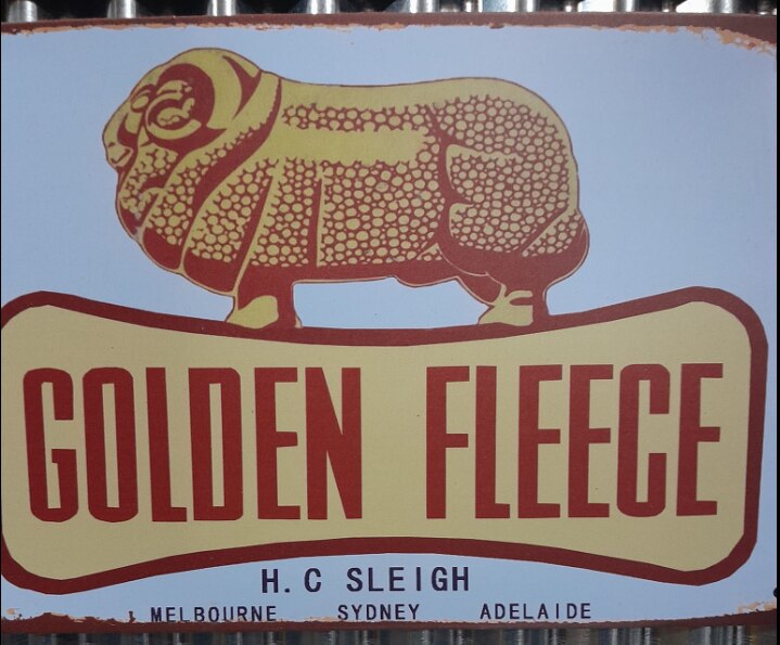 A picture of a ram with the words "Golden Fleece".