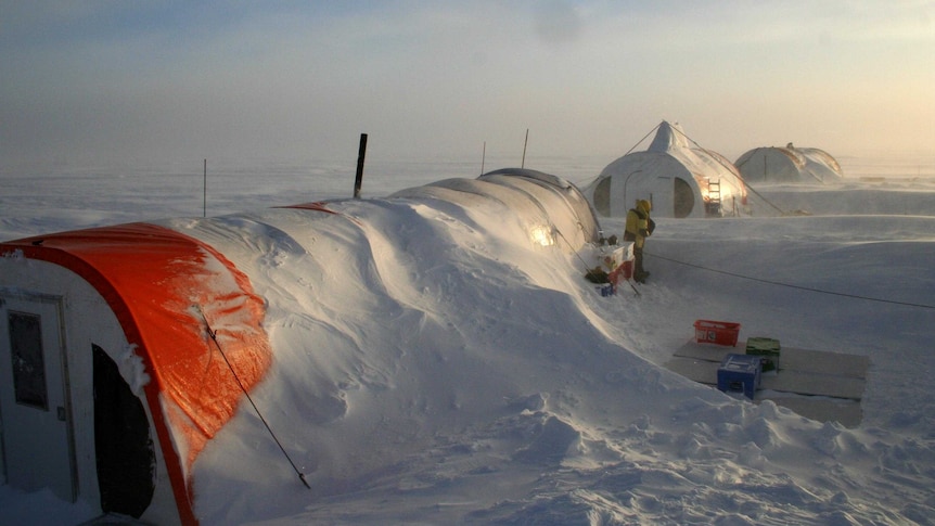 An Australian ice core drilling camp set up at Law Dome.