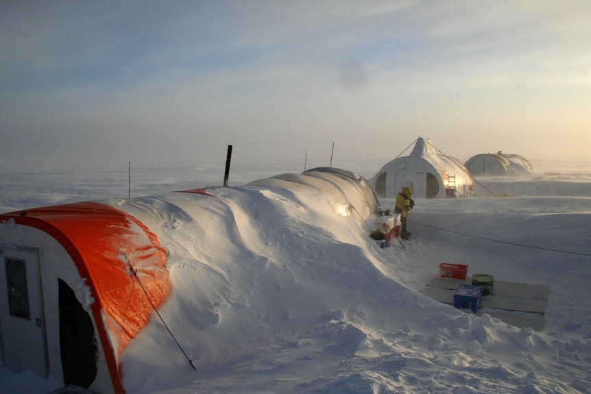 An Australian ice core drilling camp set up at Law Dome.