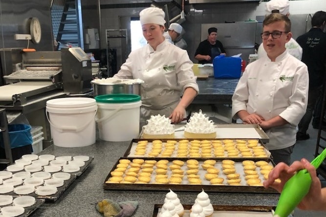 Staff and pasteries at the Gumnut Patisserie