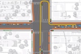 A graphic of the P-turn at Hoddle Street and Johnston Street.