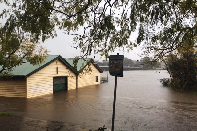 Boatshed under water at Sussex Inlet
