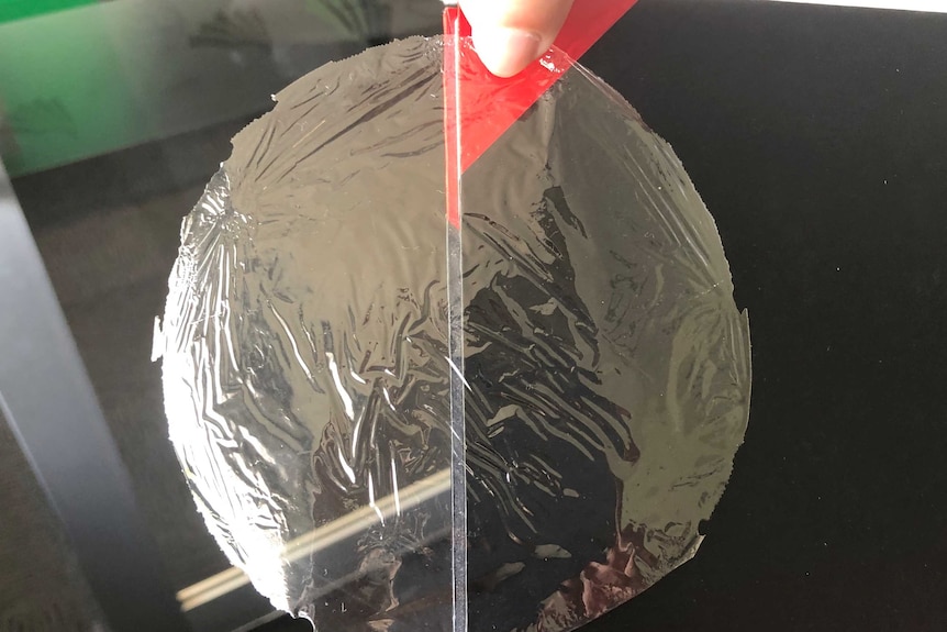 A round piece of transparent film.