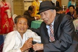 South Korean Jeon Gyu-Myeong (R), 86, talks with his North Korean wife Han Eum-Jeon (L), 87