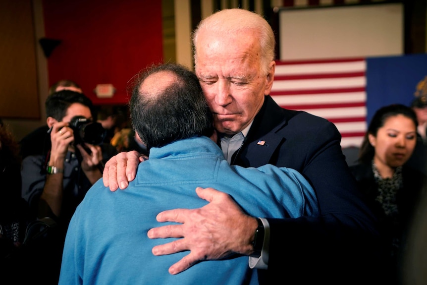 Joe Biden hugs a supporter