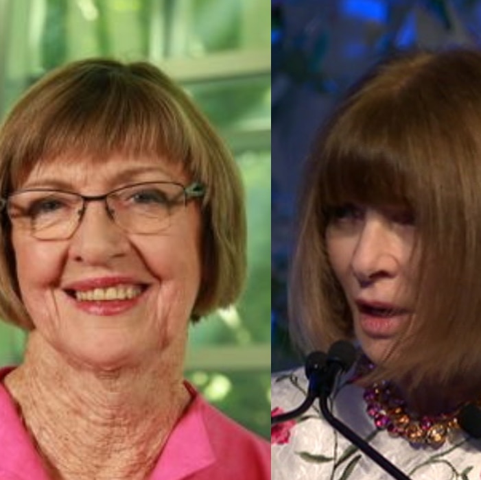 A composite image of Margaret Court and Anna Wintour.