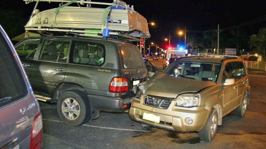 Cars damaged by drunk driver