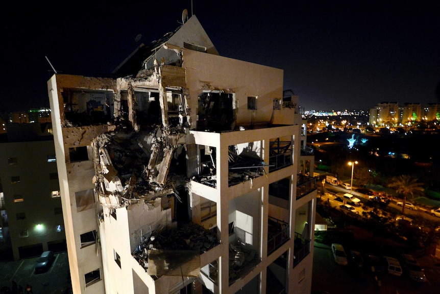 Apartment near Tel Aviv hit by a rocket fired from Gaza.