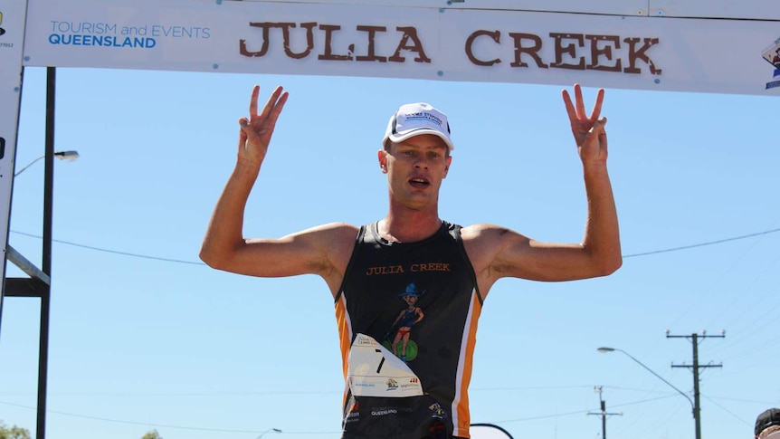 Sam Betten, winner of Dirt and Dust triathlon in Julia Creek in outback Qld, in April 2013