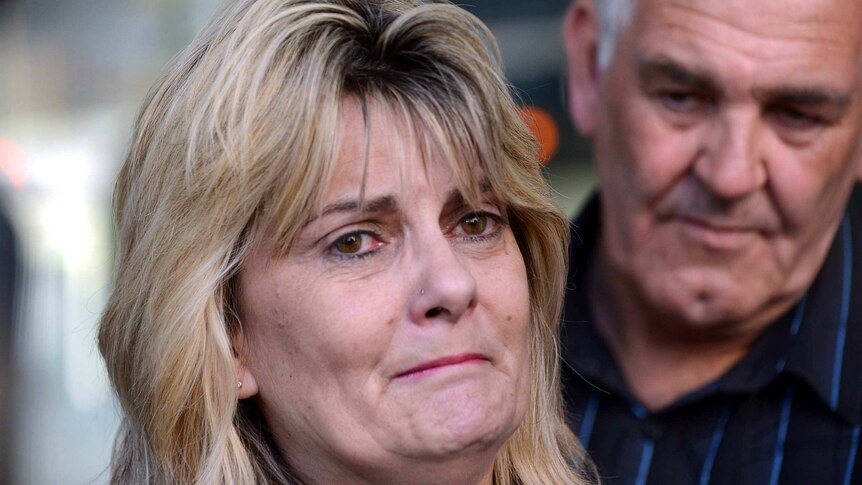 One of Fardon's victims, Sharon Tomlinson, after learning he would be released from jail.