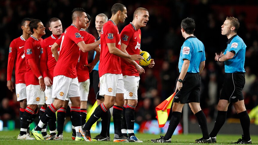 Red Devil fury ... Manchester United conceded a controversial penalty to drop two points at home.