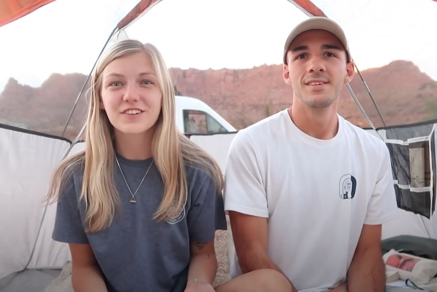 Gabby Petito and Brian Laundrie in a tent.