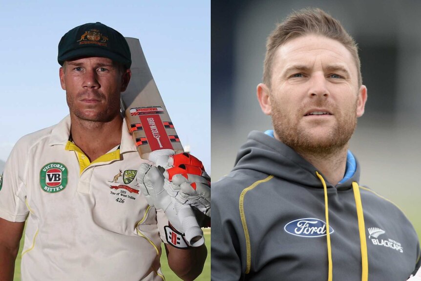 Composite image of David Warner and Brendon McCullum