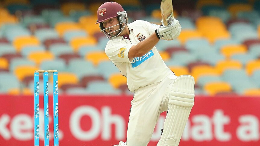 The Bulls' Joe Burns bats during day two of the Shield game between Queensland and Tasmania.