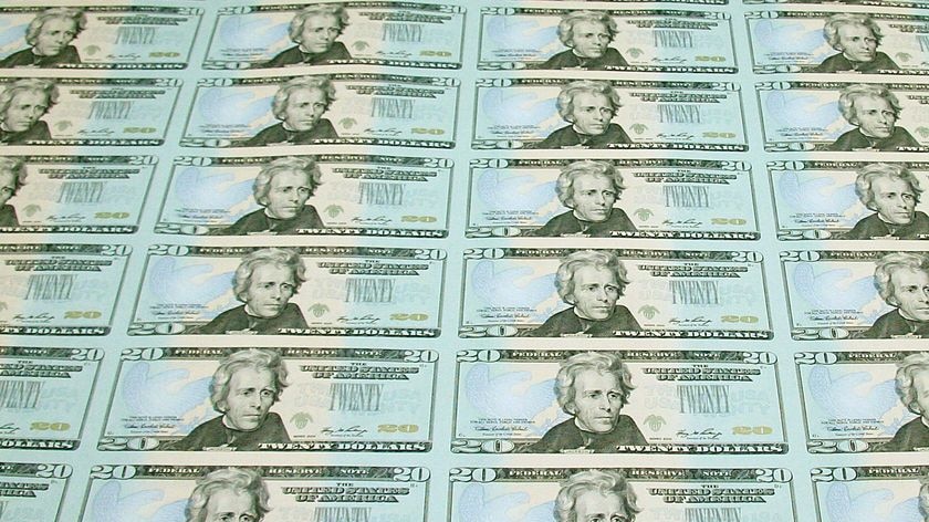 US notes roll off a printing press