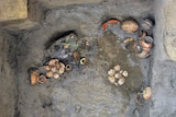 Artefacts found in a Sican pre-Incan tomb
