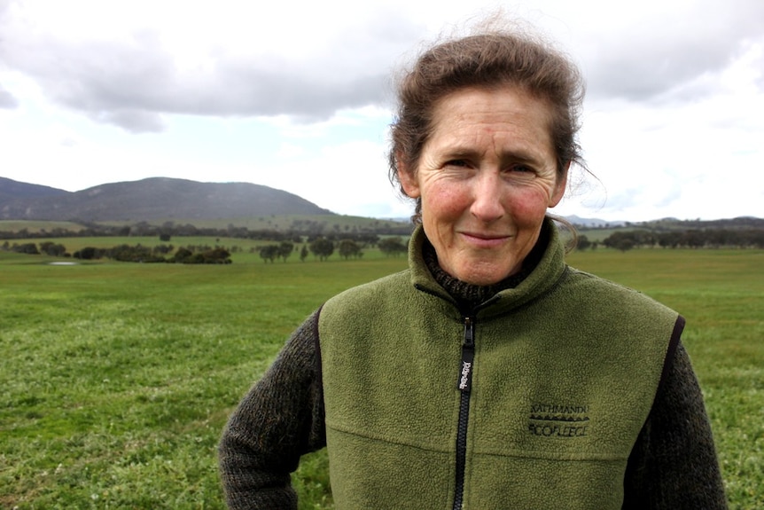 Landholder MairiAnne Mackenzie at her Buangor sheep farm, due to be severed by the new highway.