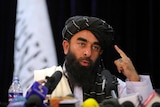 Taliban spokesperson Zabihullah Mujahid gives his first press conference since the takeover of Kabul