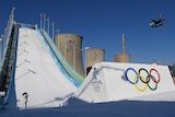 Anastasia Tatalina of Team ROC performs a trick at the Big Air Shougang at the Beijing Olympics