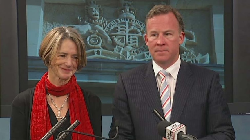 Professor Kate Warner and Tasmanian Premier Will Hodgman.