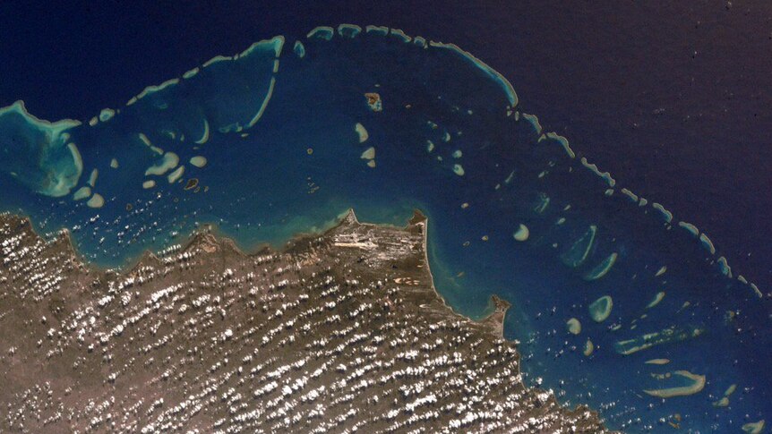 The coastline of Australia and the Great Barrier Reef