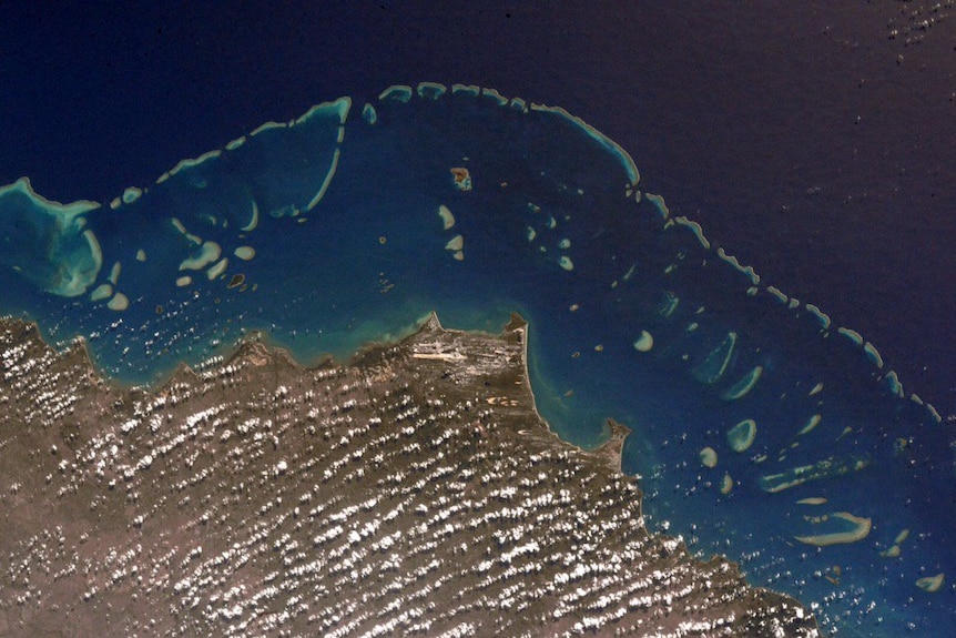 The coastline of Australia and the Great Barrier Reef