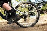 Close up of mountain bike wheel