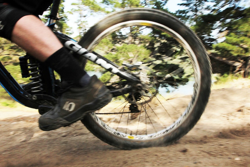 Close up of mountain bike in Mount Gambier