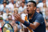 Nick Kyrgios reacts at the US Open