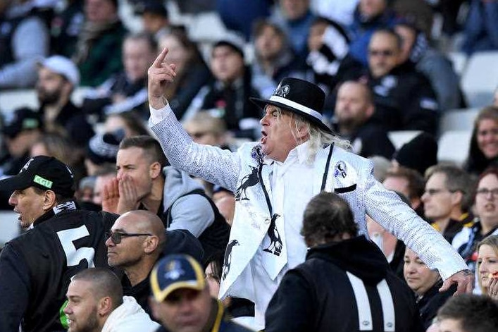 Collingwood AFL fan Joffa Corfe and crew.