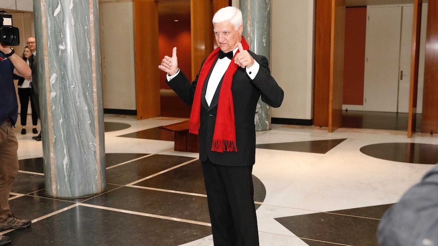 Bob Katter poses with thumbs up