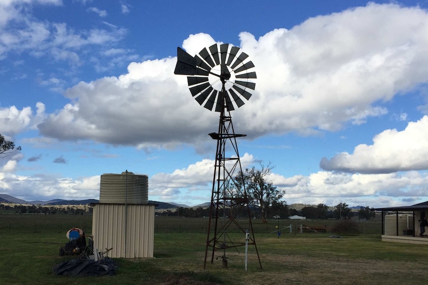 The coal mine at Werris Creek is pumping water out of its pit, while less than three kilometres away a bore on Bill Ryan's property has run dry (July 2015).